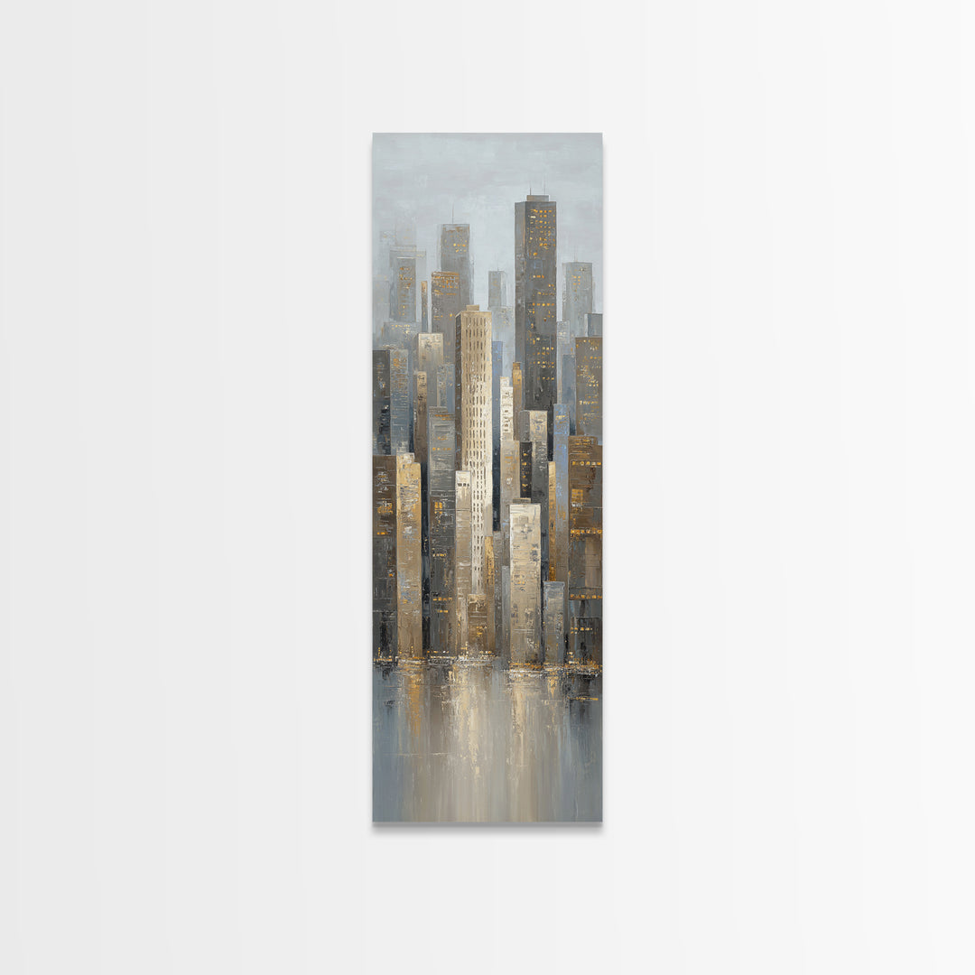 Modern City Skyline Framed Canvas Print, Living Room Art, 3 Piece Wall Art, Living Room Decor, Abstract Art, Living, LIR-1x3-58