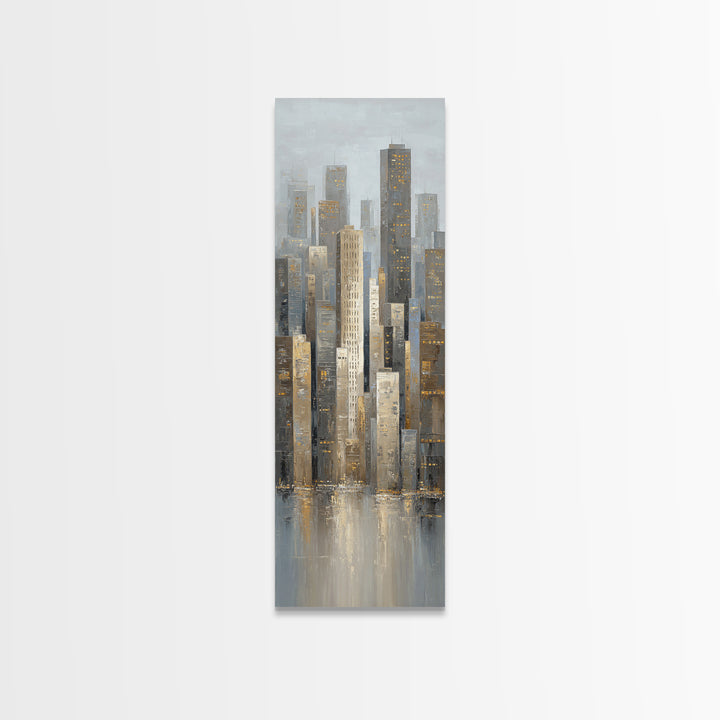 Modern City Skyline Framed Canvas Print, Living Room Art, 3 Piece Wall Art, Living Room Decor, Abstract Art, Living, LIR-1x3-58