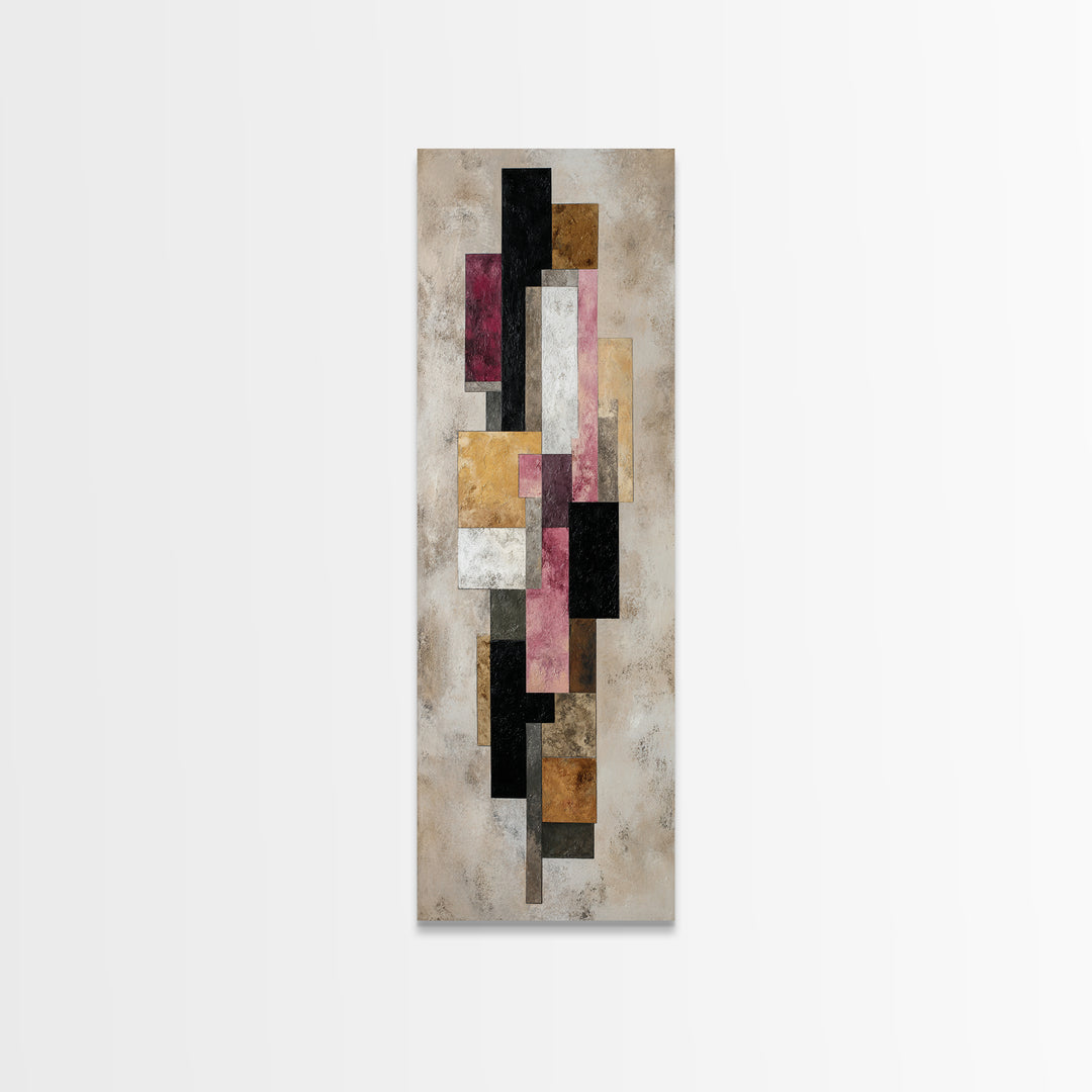Mid Century Geometric Artwork Canvas Print, Living Room Art, Pet Portraits, Living Room Decor, Abstract Art, Living, LIR-1x3-68