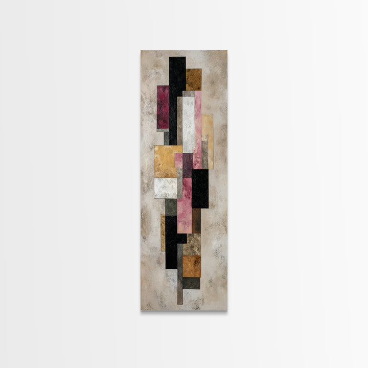 Mid Century Geometric Artwork Canvas Print, Living Room Art, Pet Portraits, Living Room Decor, Abstract Art, Living, LIR-1x3-68