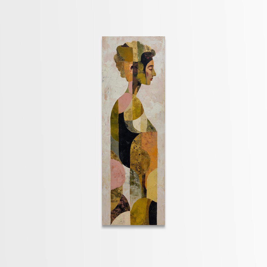 Gold Accented Abstract Brushwork Framed Canvas Print, Living Room Art, Fine Art Print, Living Room Decor, Abstract Art, Living, LIR-1x3-74