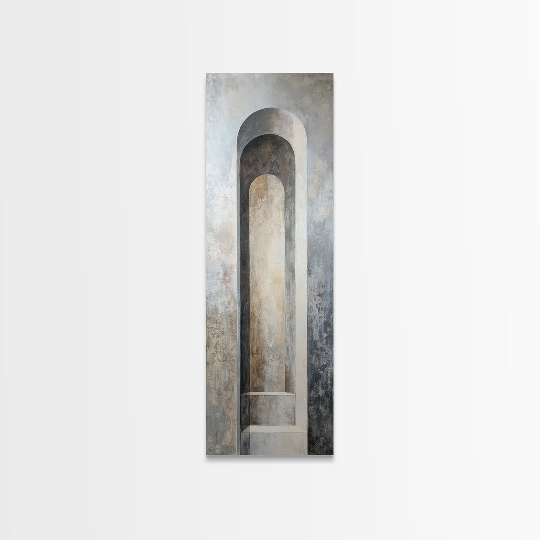 Black and White Architectural Arch Composition Framed Canvas Print, Living Room Art, Boho Decor, Living Room Decor, LIR-1x3-91