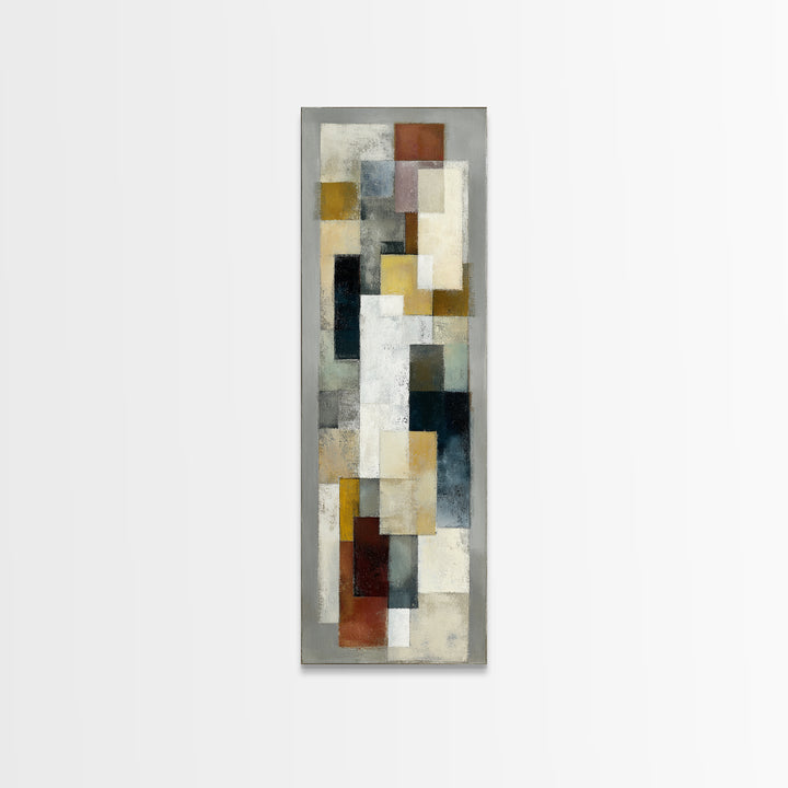 Mid Century Geometric Artwork Framed Canvas Print, Living Room Art, Oversized Wall Art, Living Room Decor, Abstract Art, Living, LIR-1x3-92