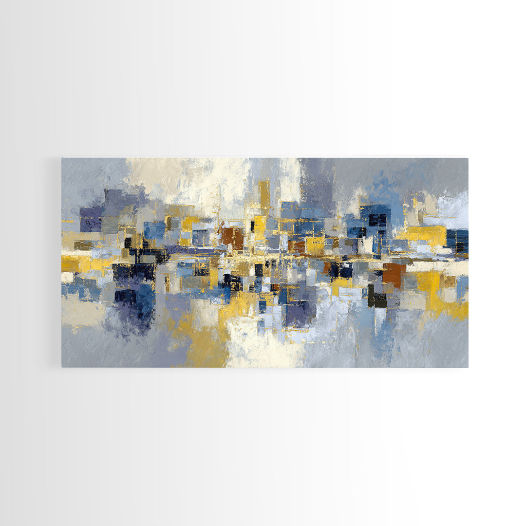 Gold Accented Abstract Brushwork Framed Canvas Print, Living Room Art, Living Room Decor, Abstract Art, Living, LIR-2x1-10