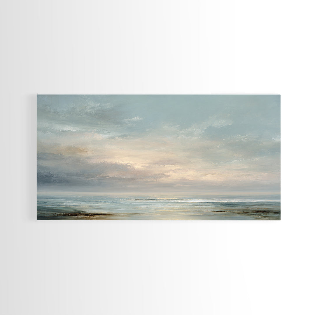 Large Cloudscape with Gentle Movement Framed Canvas Print, Living Room Art, Living Room Decor, Watercolor Art, Living, LIR-2x1-15