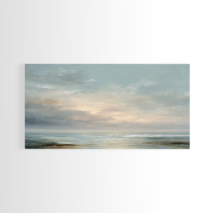 Large Cloudscape with Gentle Movement Framed Canvas Print, Living Room Art, Living Room Decor, Watercolor Art, Living, LIR-2x1-15