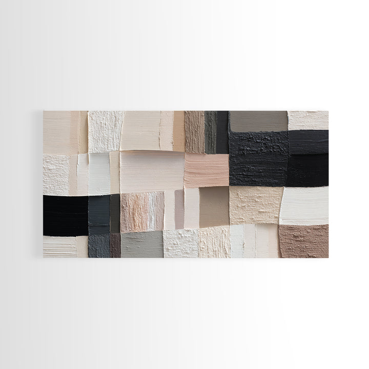 Monochrome Stone Texture Abstraction Canvas Print, Living Room Art, Art Print, Living Room Decor, Abstract Art, Living, LIR-2x1-17