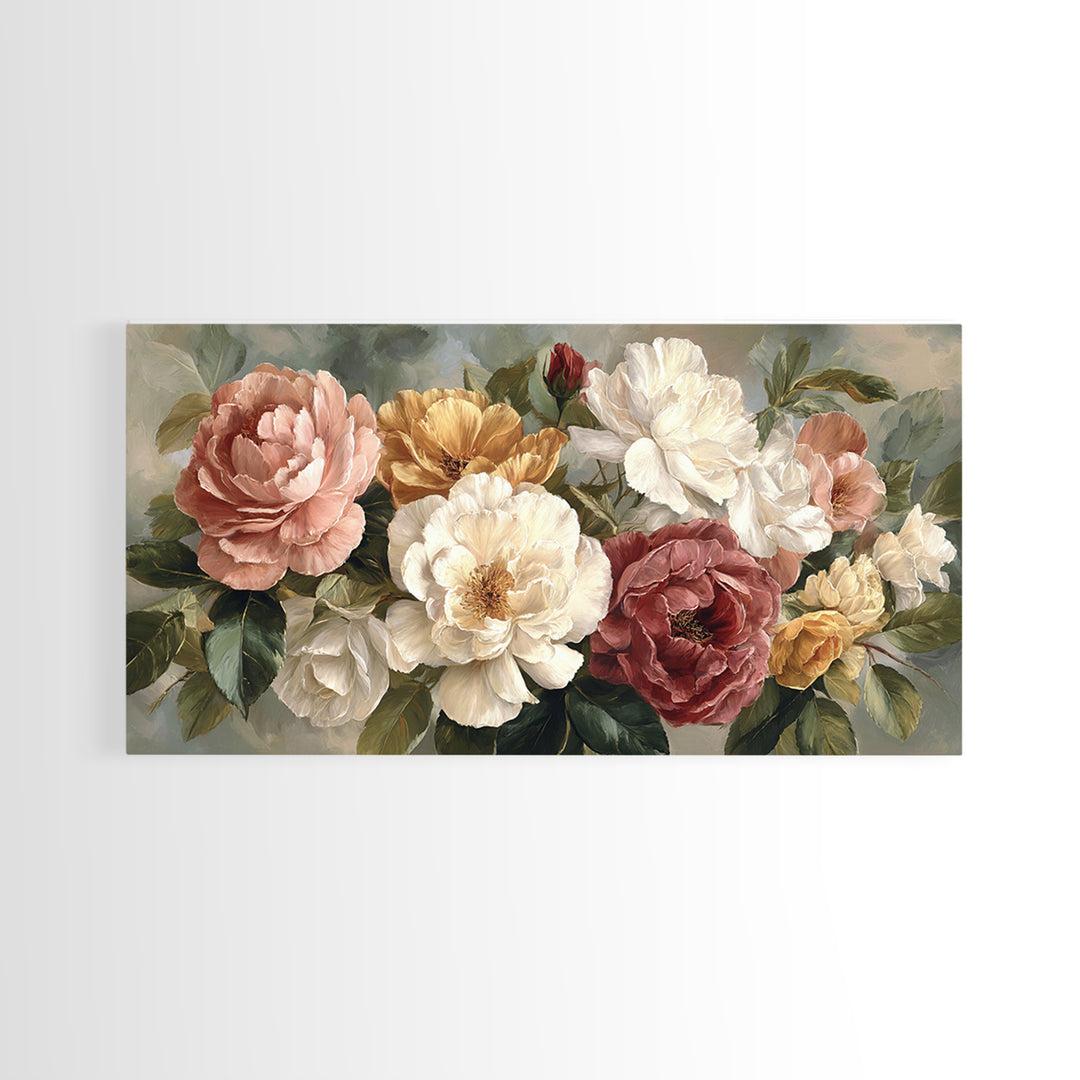 Botanical Vase Painting Canvas Print, Living Room Art, Textured Painting, Living Room Decor, Fine Art, Living, LIR-2x1-22