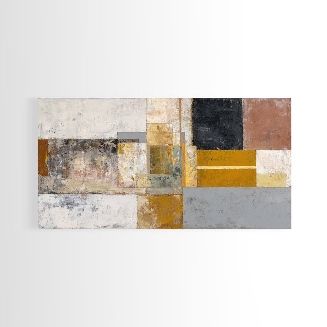 Mid Century Geometric Artwork Framed Canvas Print, Living Room Art, Contemporary Art, Living Room Decor, Abstract Art, Living, LIR-2x1-28