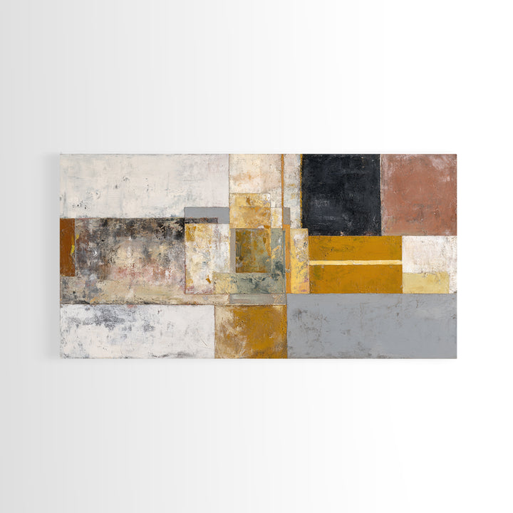 Mid Century Geometric Artwork Framed Canvas Print, Living Room Art, Contemporary Art, Living Room Decor, Abstract Art, Living, LIR-2x1-28