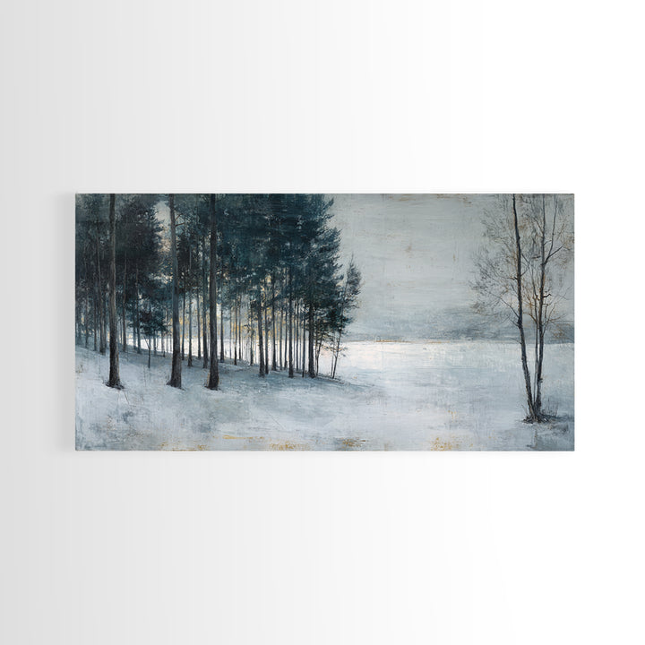Minimal Scandinavian Forest Framed Canvas Print, Living Room Art, Painting, Living Room Decor, Fine Art, Living, Bedroom Decor, LIR-2x1-33