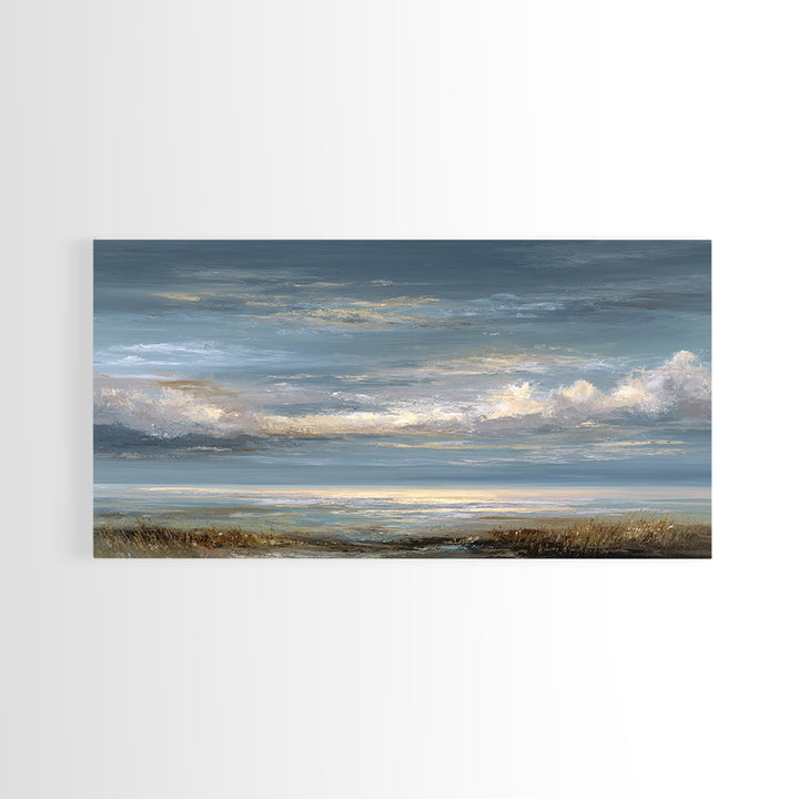 Large Cloudscape with Gentle Movement Canvas Print, Living Room Art, Home, Living Room Decor, Oil Painting, Living, LIR-2x1-39