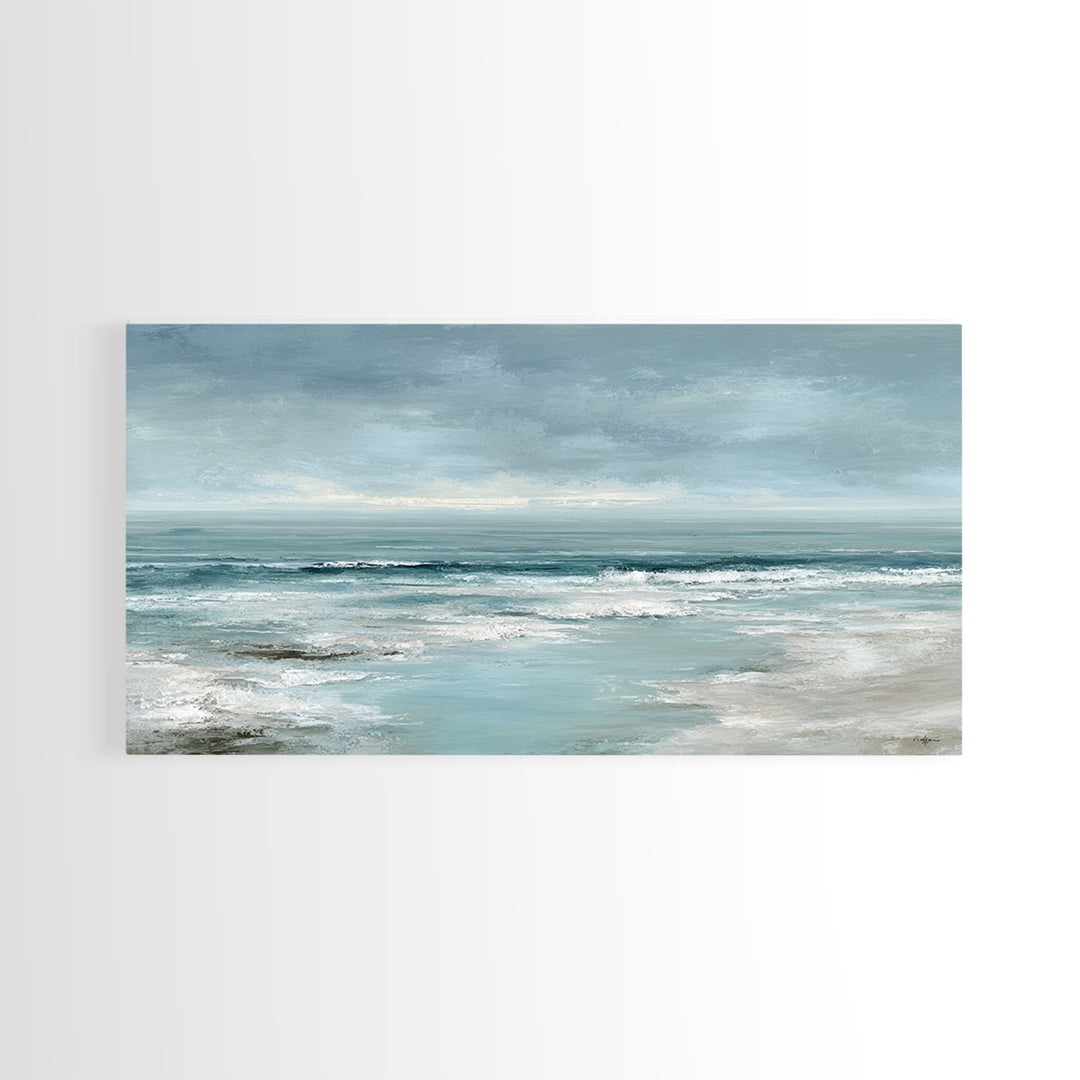 Moody Seascape for Dramatic Focal Point Framed Canvas Print, Living Room Art, Wall Decor, Living Room Decor, Fine Art, Living, LIR-2x1-50