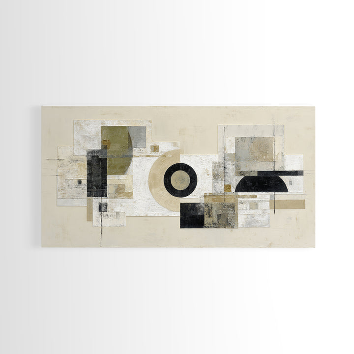 Black and White Architectural Arch Composition Canvas Print, Living Room Art, Abstract Art, Living Room Decor, Living, LIR-2x1-51