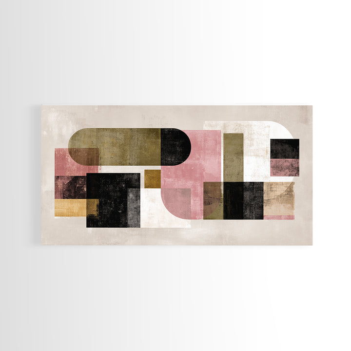 Mid Century Geometric Artwork Canvas Print, Living Room Art, Digital Prints, Living Room Decor, Abstract Art, Living, LIR-2x1-52