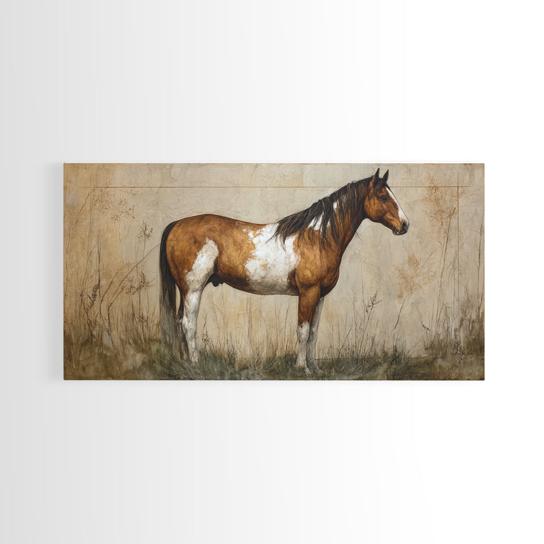 Contemporary Horse Portrait Canvas Print, Living Room Art, Painting, Living Room Decor, Fine Art, Living, Bedroom Decor, LIR-2x1-54