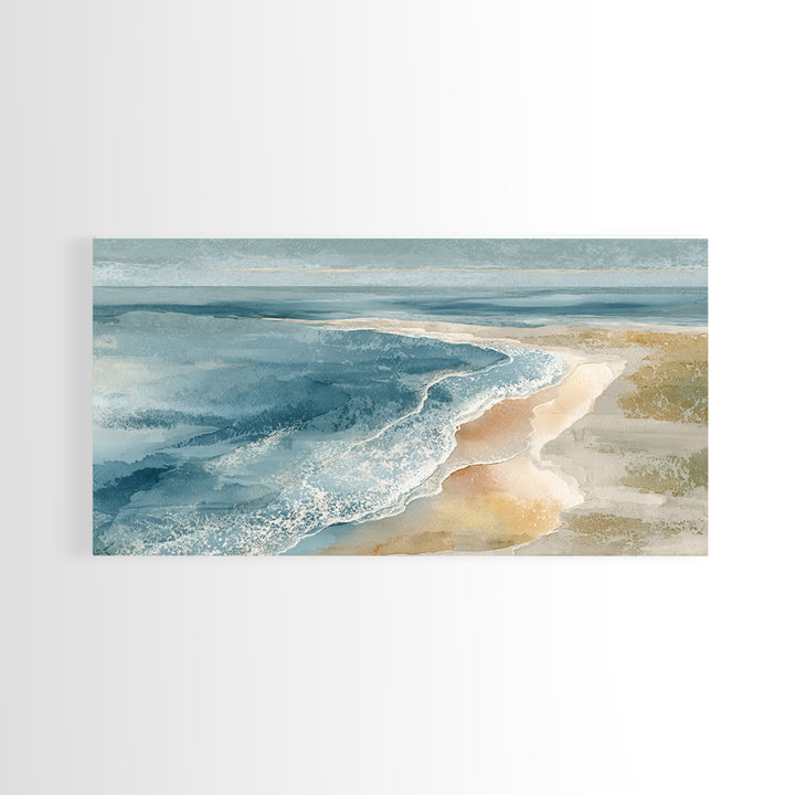 Coastal Aerial Shoreline Framed Canvas Print, Living Room Art, Bedroom Decor, Living Room Decor, Living, Bedroom Wall Art, LIR-2x1-55