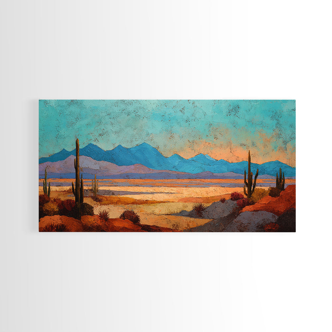 Earthy Desert Landscape Framed Canvas Print, Living Room Art, Living Room Decor, Watercolor Art, Living, New Home Gift, LIR-2x1-56
