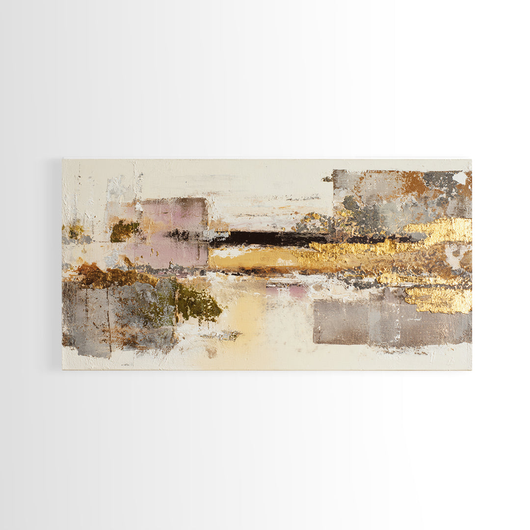 Gold Accented Abstract Brushwork Canvas Print, Living Room Art, Digital Prints, Living Room Decor, Abstract Art, Living, LIR-2x1-58