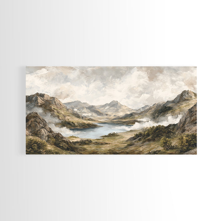 Classic Mountain Panorama for Cozy Interiors Framed Canvas Print, Living Room Art, Home, Living Room Decor, Fine Art, Living, LIR-2x1-60