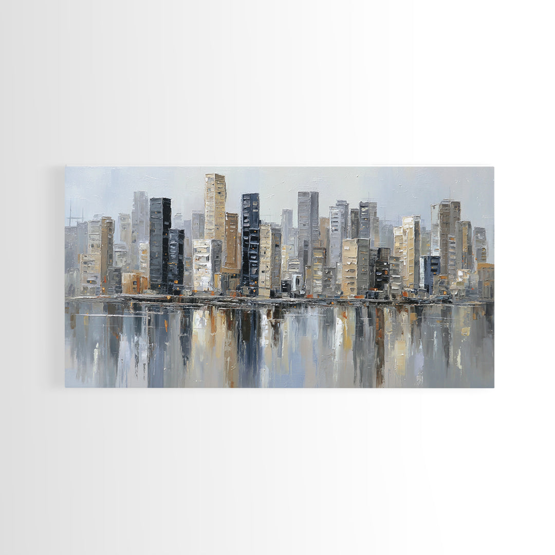 Modern City Skyline Canvas Print, Living Room Art, Home Decor, Living Room Decor, Abstract Art, Living, Large Wall Art, LIR-2x1-66