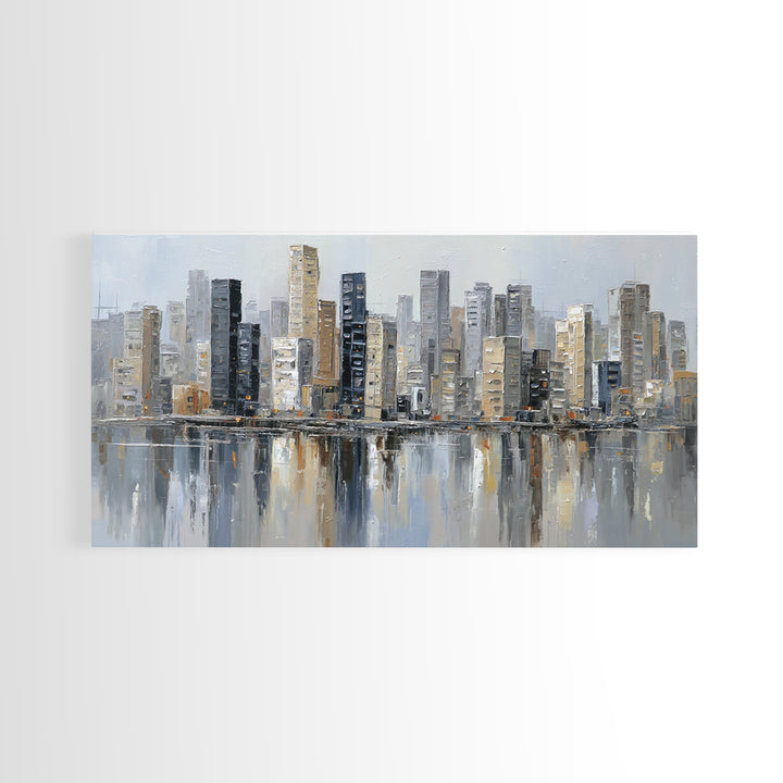 Modern City Skyline Canvas Print, Living Room Art, Home Decor, Living Room Decor, Abstract Art, Living, Large Wall Art, LIR-2x1-66