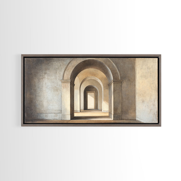 Black and White Architectural Arch Composition Framed Canvas Print, Living Room Art, Room Decor, Living Room Decor, Living, LIR-2x1-75