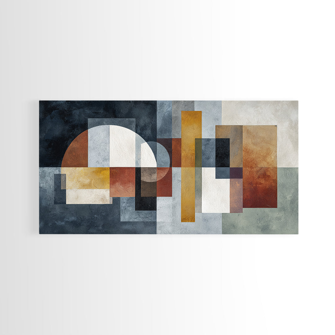 Mid Century Geometric Artwork Canvas Print, Living Room Art, Bedroom Decor, Living Room Decor, Living, Bedroom Wall Art, LIR-2x1-76