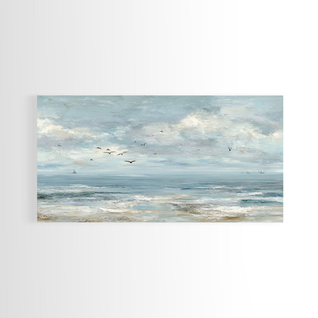 Coastal Aerial Shoreline Framed Canvas Print, Living Room Art, Living Room Wall Art, Living Room Decor, Fine Art, Living, LIR-2x1-79