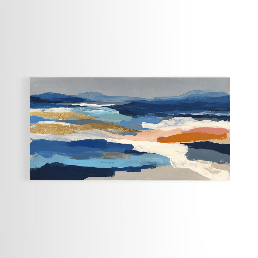 Gold Accented Abstract Brushwork Canvas Print, Living Room Art, Digital Prints, Living Room Decor, Abstract Art, Living, LIR-2x1-82