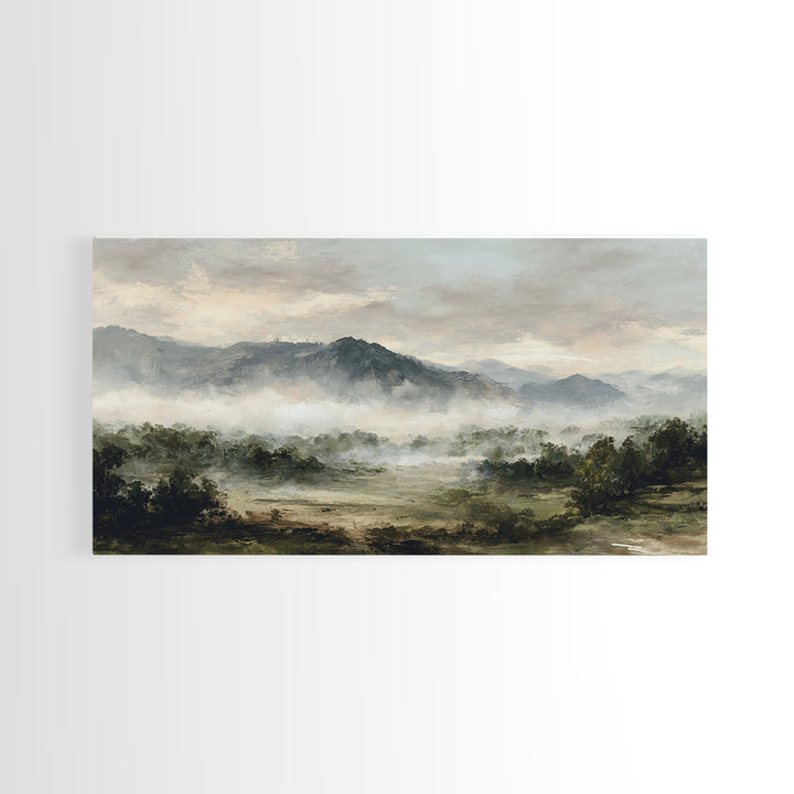 Classic Mountain Panorama for Cozy Interiors Framed Canvas Print, Living Room Art, New Home Gift, Living Room Decor, Living, LIR-2x1-84