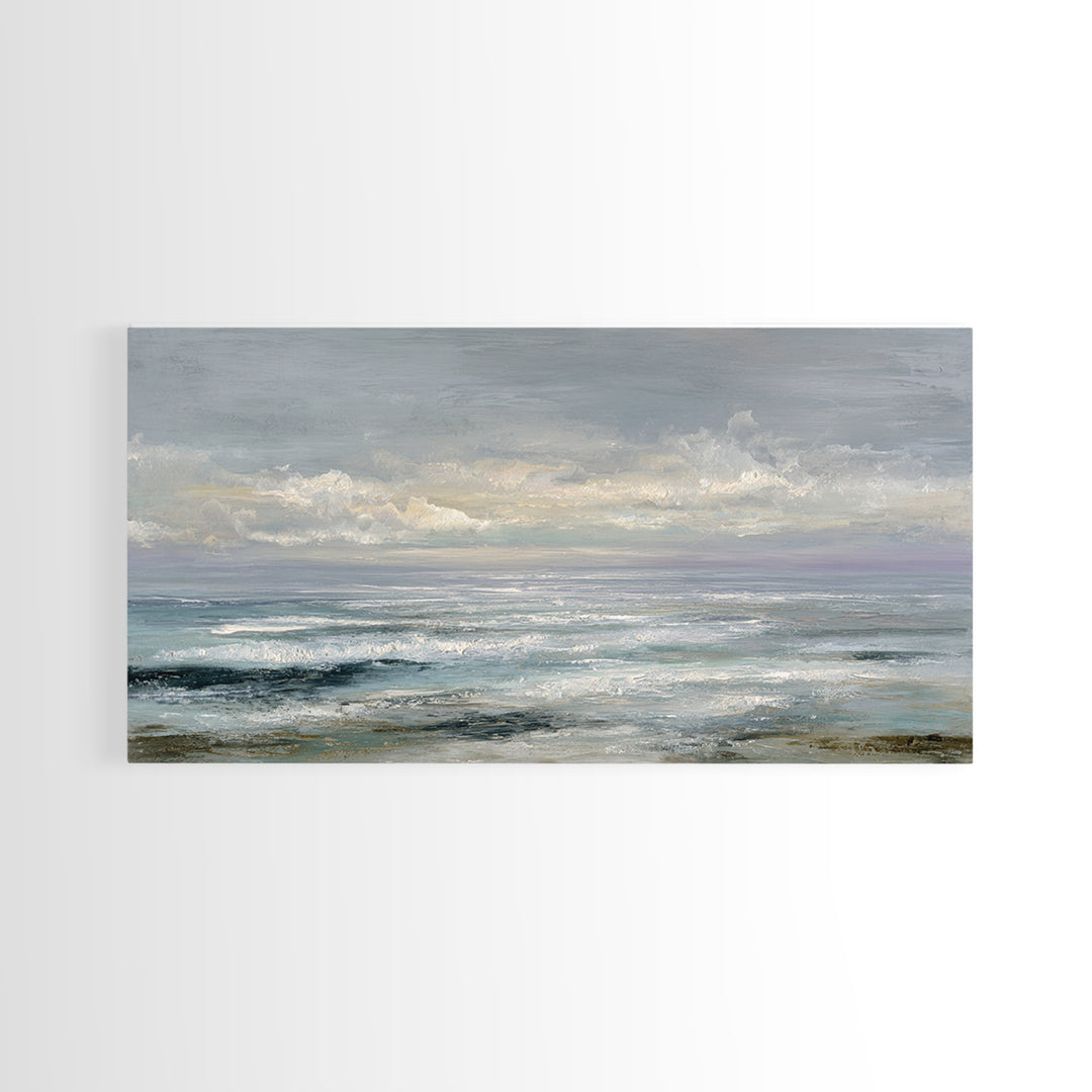 Large Cloudscape with Gentle Movement Framed Canvas Print, Living Room Art, Boho Wall Art, Living Room Decor, Fine Art, Living, LIR-2x1-87