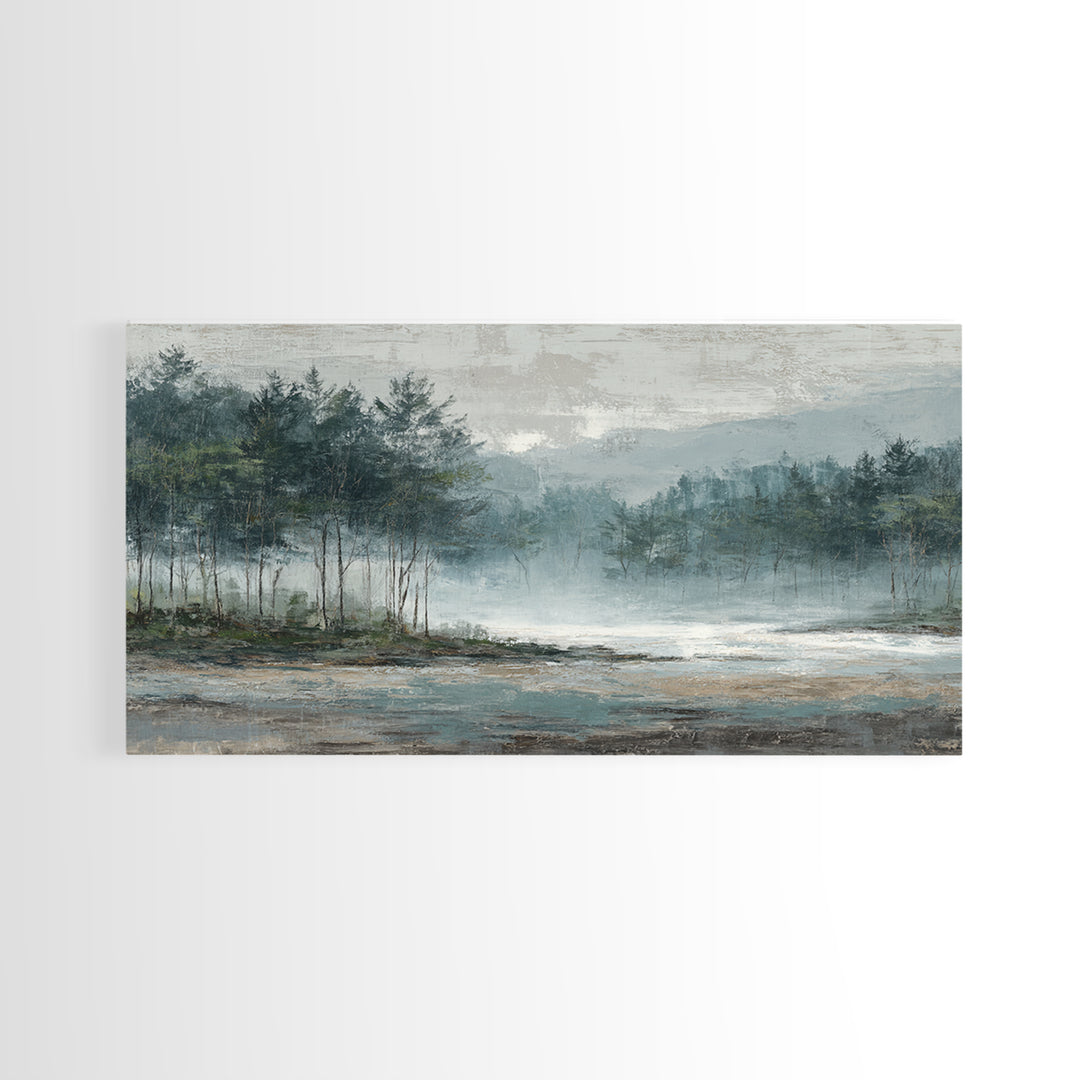 Minimal Scandinavian Forest Framed Canvas Print, Living Room Art, Painting, Living Room Decor, Fine Art, Living, Bedroom Decor, LIR-2x1-9