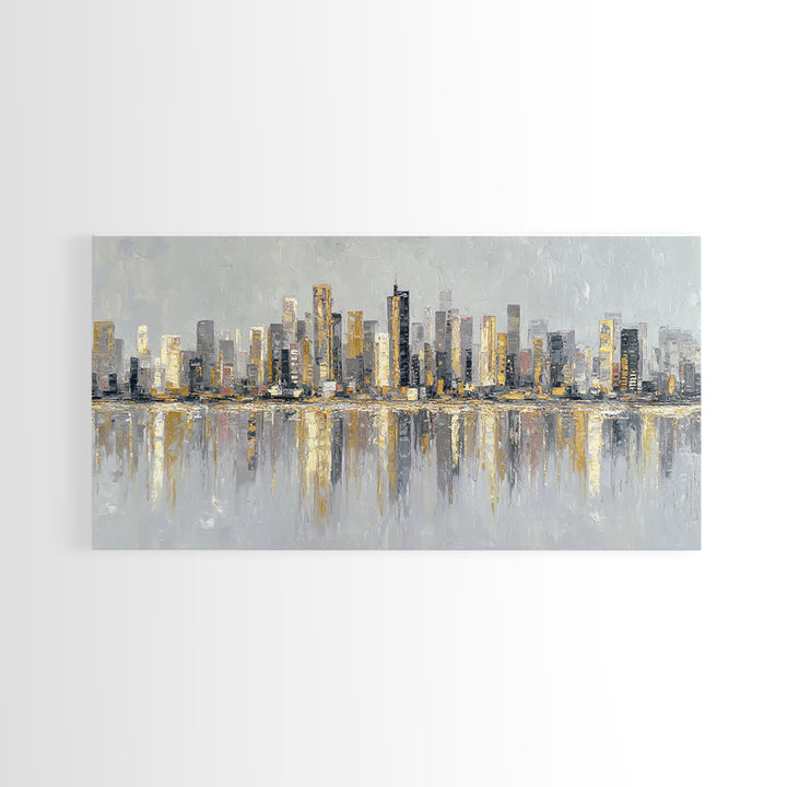 Modern City Skyline Framed Canvas Print, Living Room Art, Home, Living Room Decor, Living, Pet Portraits, Printable Art, LIR-2x1-90