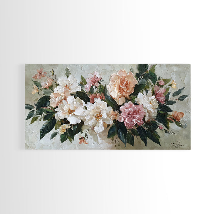 Botanical Vase Painting Canvas Print, Living Room Art, Printable, Living Room Decor, Oil Painting, Living, Printable Art, LIR-2x1-94