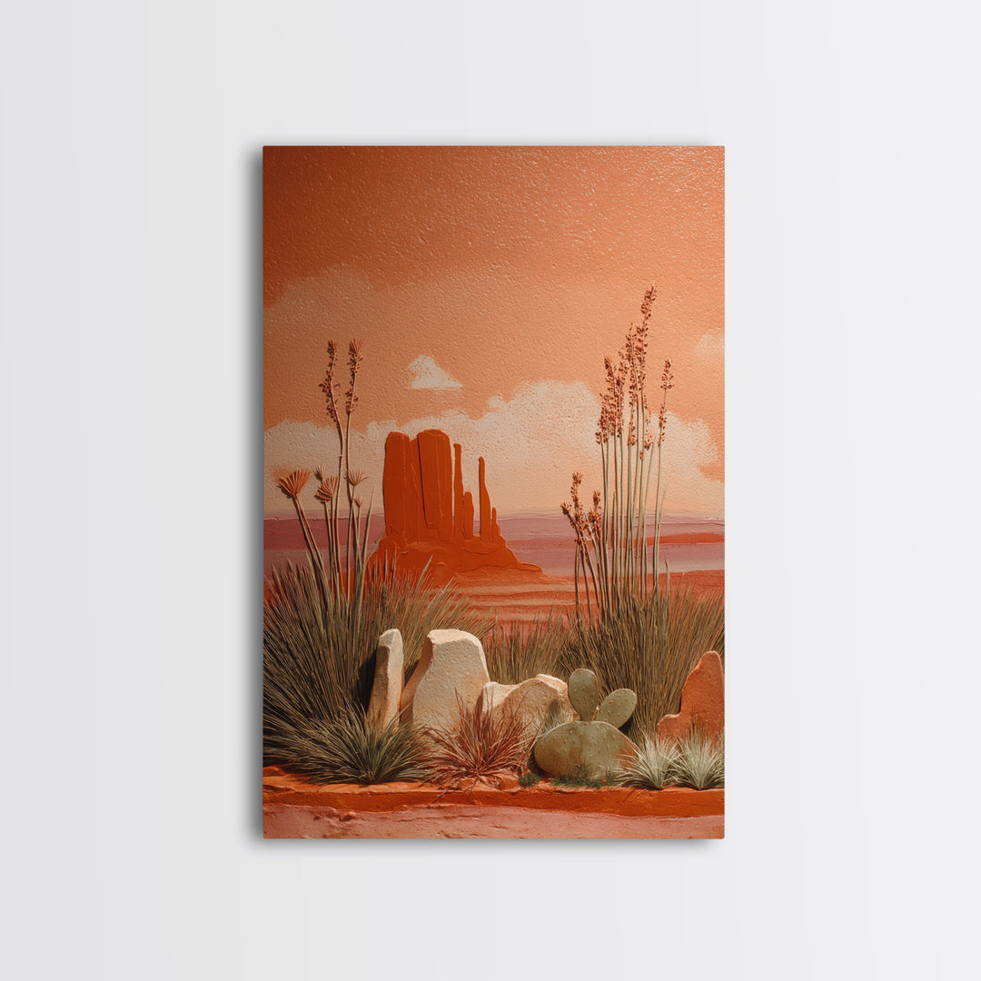 Earthy Desert Landscape Framed Canvas Print, Living Room Art, Art Nouveau, Living Room Decor, Fine Art, Living, Modern Wall Art, LIR-2x3-20