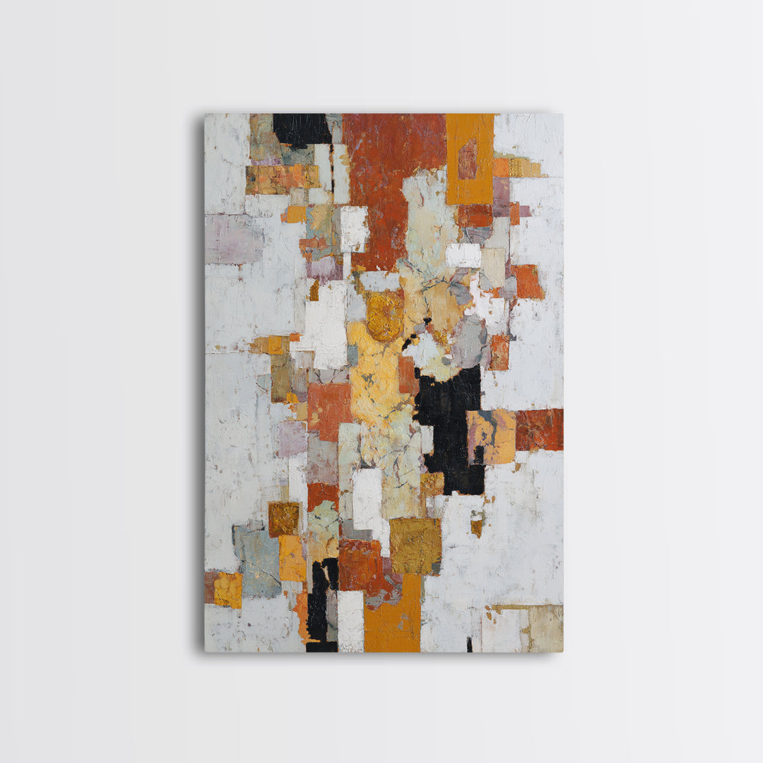 Gold Accented Abstract Brushwork Framed Canvas Print, Living Room Art, Art, Living Room Decor, Fine Art, Living, Art Nouveau, LIR-2x3-22