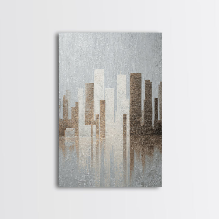 Modern City Skyline Framed Canvas Print, Living Room Art, Minimalist Decor, Living Room Decor, Fine Art, Living, LIR-2x3-30