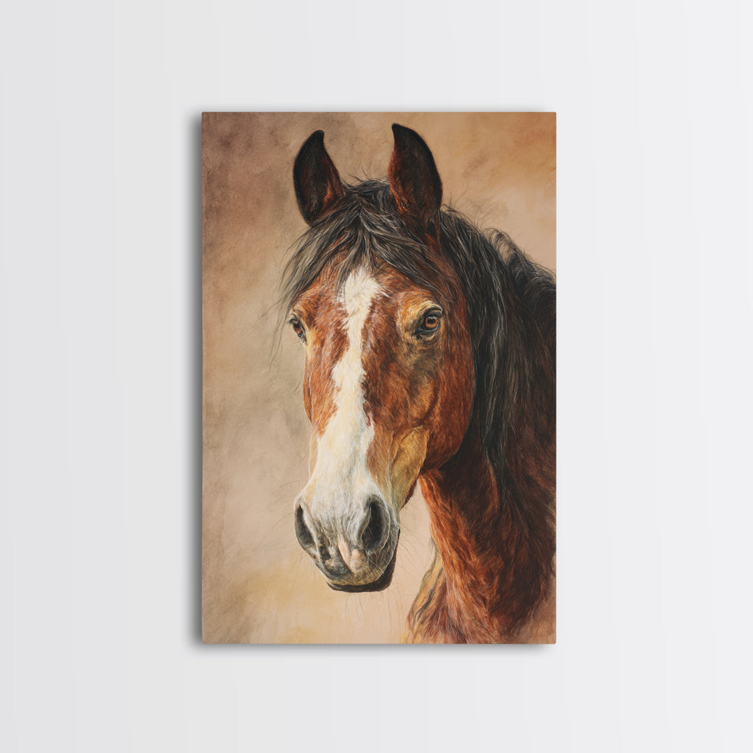 Contemporary Horse Portrait Framed Canvas Print, Living Room Art, Home Decor, Living Room Decor, Fine Art, Living, LIR-2x3-42