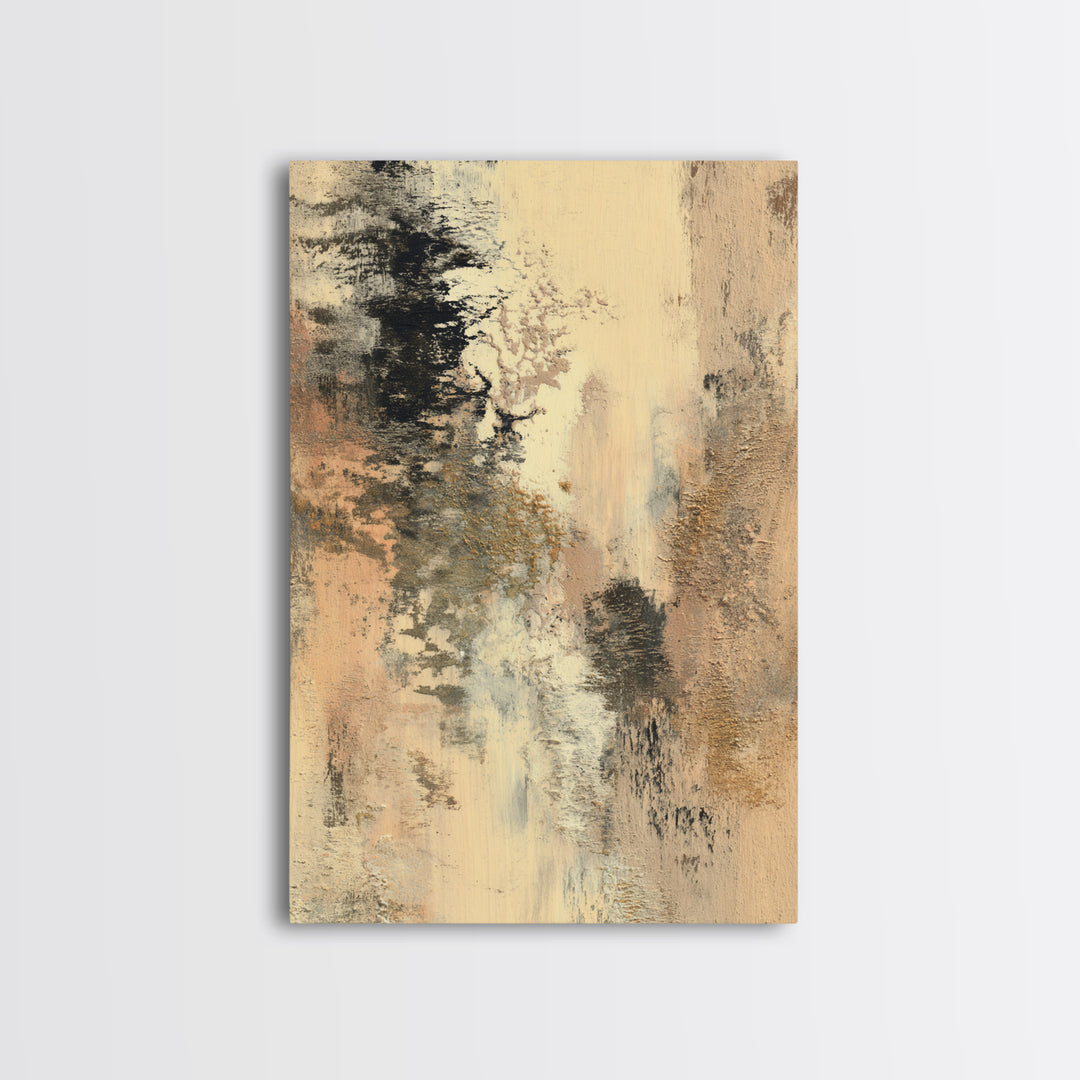 Gold Accented Abstract Brushwork Framed Canvas Print, Living Room Art, Art, Living Room Decor, Fine Art, Living, Art Nouveau, LIR-2x3-46