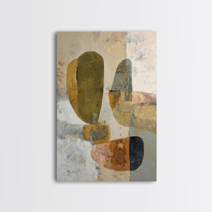 Abstract Organic Shapes Framed Canvas Print, Living Room Art, Oil Painting, Living Room Decor, Fine Art, Living, Boho Wall Art, LIR-2x3-47