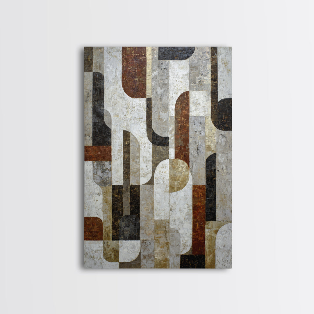 Monochrome Stone Texture Abstraction Framed Canvas Print, Living Room Art, Art Nouveau, Living Room Decor, Abstract Art, Living, LIR-2x3-53