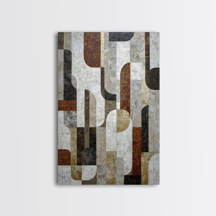 Monochrome Stone Texture Abstraction Framed Canvas Print, Living Room Art, Art Nouveau, Living Room Decor, Abstract Art, Living, LIR-2x3-53