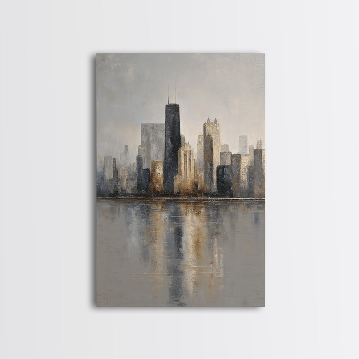 Modern City Skyline Canvas Print, Living Room Art, Living Room Decor, Abstract Art, Living, Bedroom Decor, Apartment Decor, LIR-2x3-54