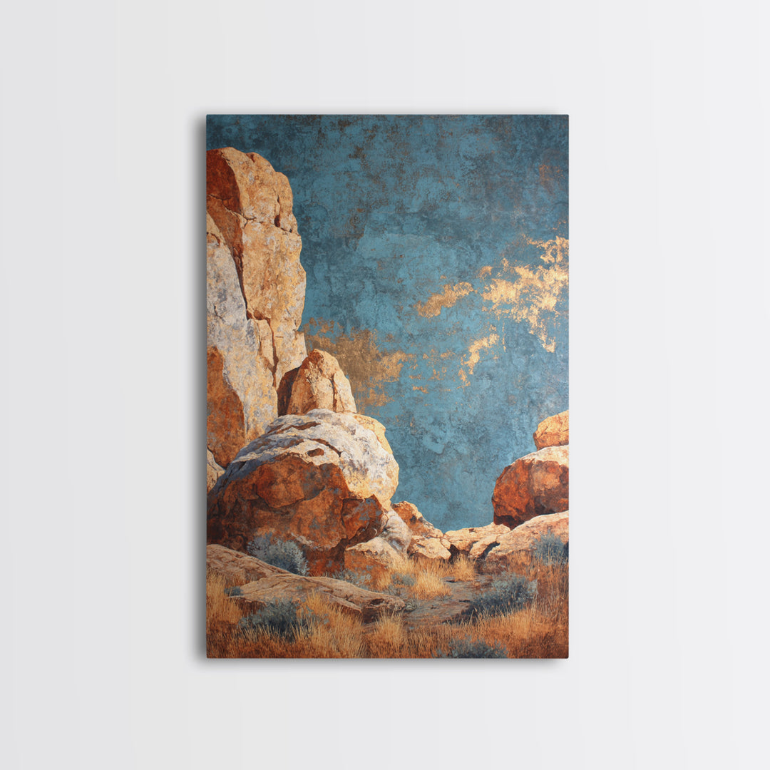 Earthy Desert Landscape Framed Canvas Print, Living Room Art, Apartment Decor, Living Room Decor, Oil Painting, Living, LIR-2x3-68