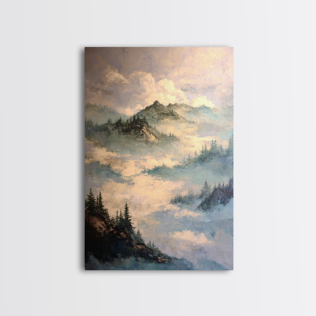 Classic Mountain Panorama for Cozy Interiors Canvas Print, Living Room Art, Home, Living Room Decor, Fine Art, Living, LIR-2x3-72