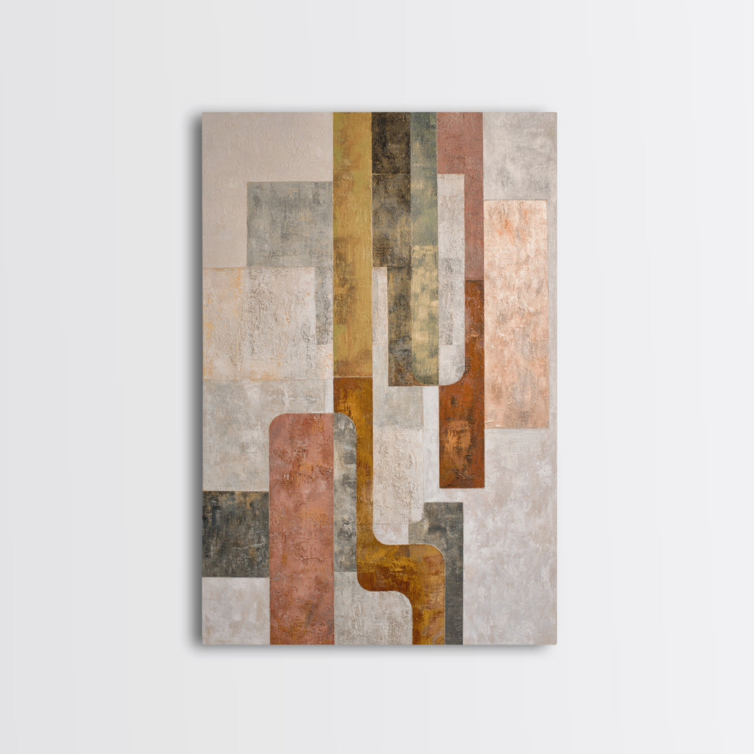Mid Century Geometric Artwork Framed Canvas Print, Living Room Art, Bedroom Decor, Living Room Decor, Fine Art, Living, LIR-2x3-88