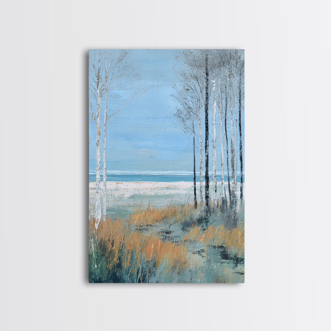 Minimal Scandinavian Forest Framed Canvas Print, Living Room Art, New Home Gift, Living Room Decor, Fine Art, Living, LIR-2x3-93