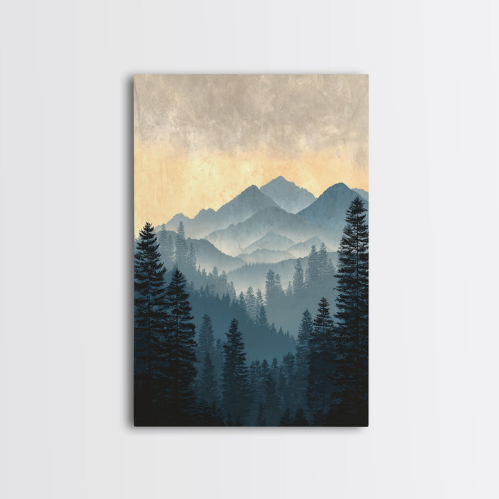 Classic Mountain Panorama for Cozy Interiors Canvas Print, Living Room Art, New Home Gift, Living Room Decor, Fine Art, Living, LIR-2x3-96