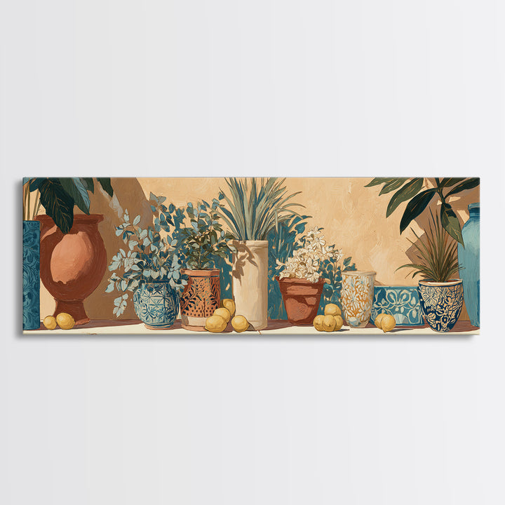 Warm Mediterranean Lemon Still Life Framed Canvas Print, Living Room Art, Art Print, Living Room Decor, Fine Art, Living, LIR-3x1-10